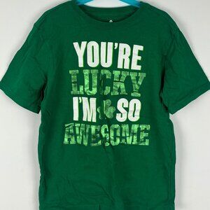 St Patrick's Day Kids T Shirt Size 10-12 Green Short Sleeve Round Neck Cotton